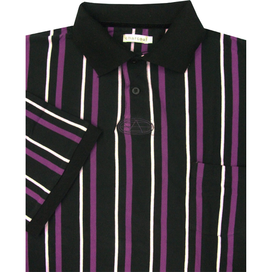 CHARCOAL KS11151 VERTICAL STRIPE POLO
