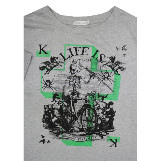 83 CHARCOAL KS13048 SKELATON BIKE TSHIRT