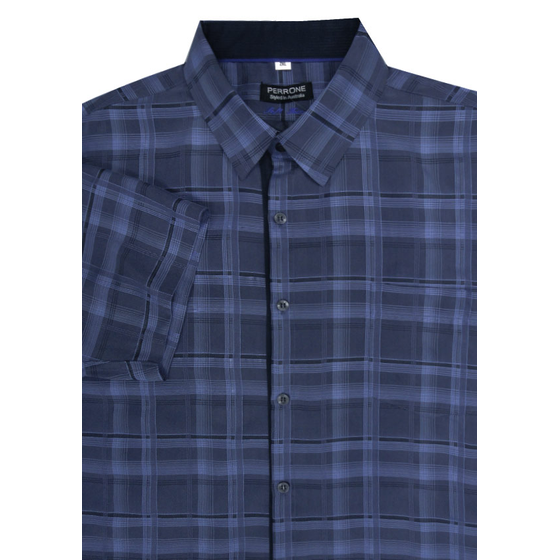 N3 PERRONE 3137 CHECK TRIM SHIRT SS